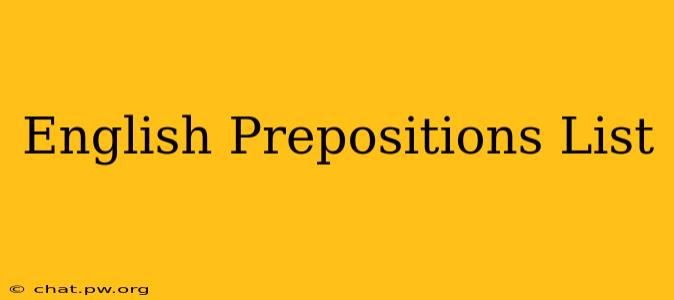 English Prepositions List