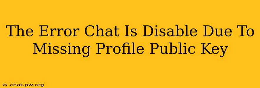 The Error Chat Is Disable Due To Missing Profile Public Key